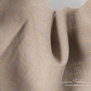 Harmaa pellavakangas kultaisilla raidoilla