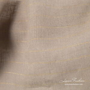 Harmaa pellavakangas kultaisilla raidoilla