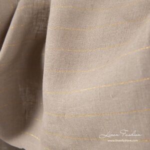 Harmaa pellavakangas kultaisilla raidoilla