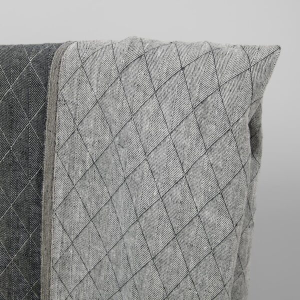 Blue double-sided patterned washed linen fabric light side