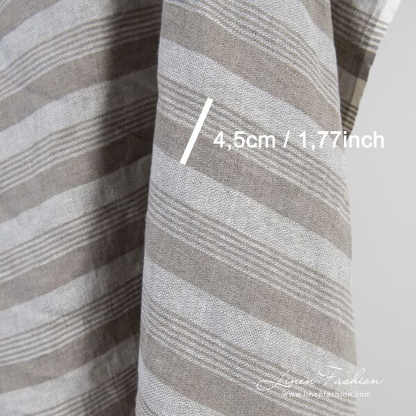 Natural color linen fabric in stripes, perfect for clothes and home textile