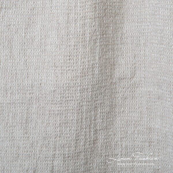 Light gray linen fabric with checks