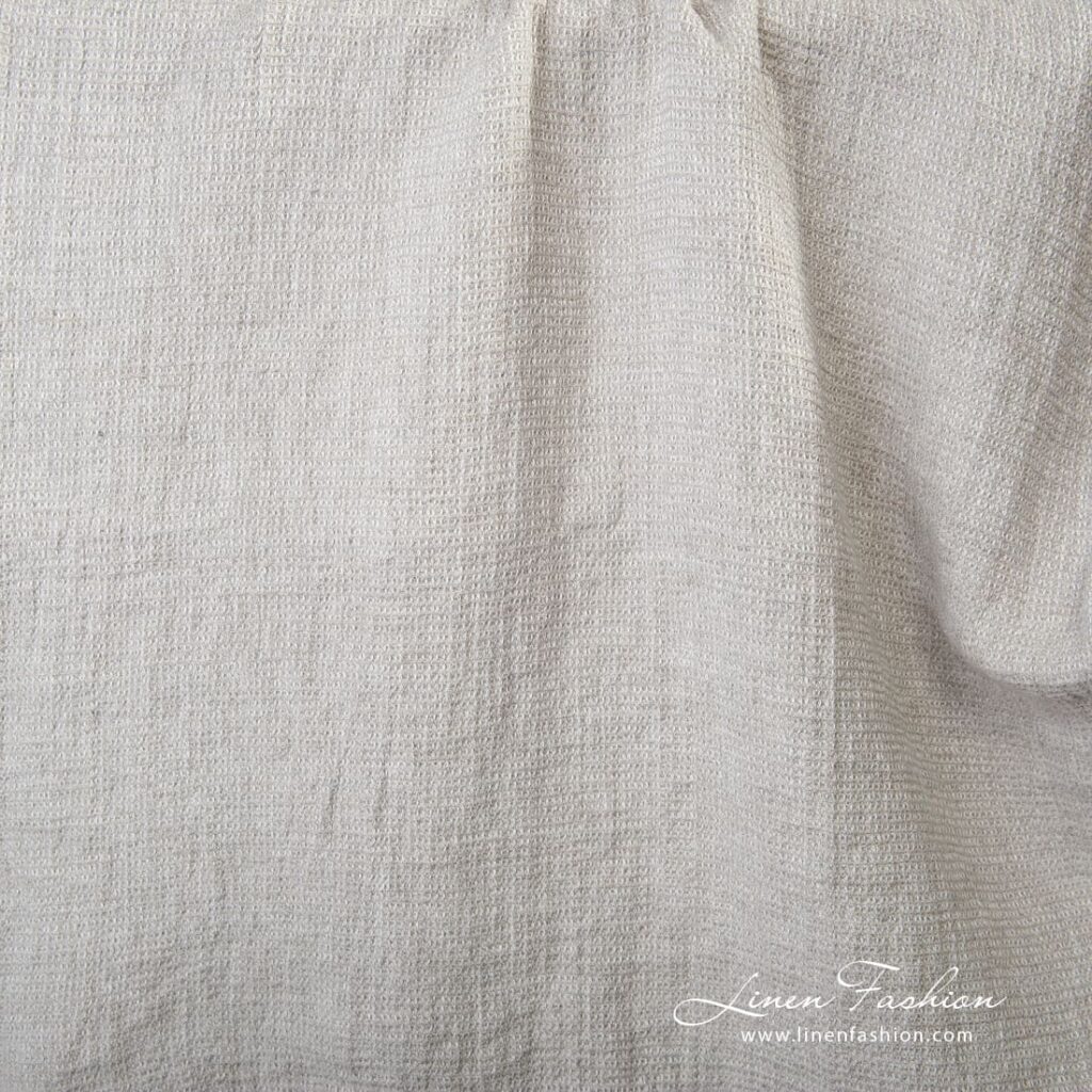 Pesty beige vohvelipellavakangas 1 Light gray linen fabric