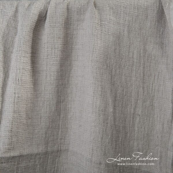 Gray linen fabric with tiny checks