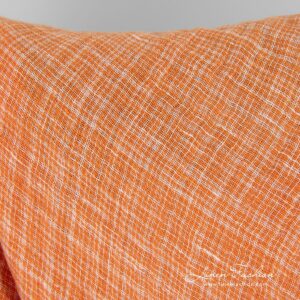 Kaksipuolinen oranssi pellavakangas ruuduilla, pesty