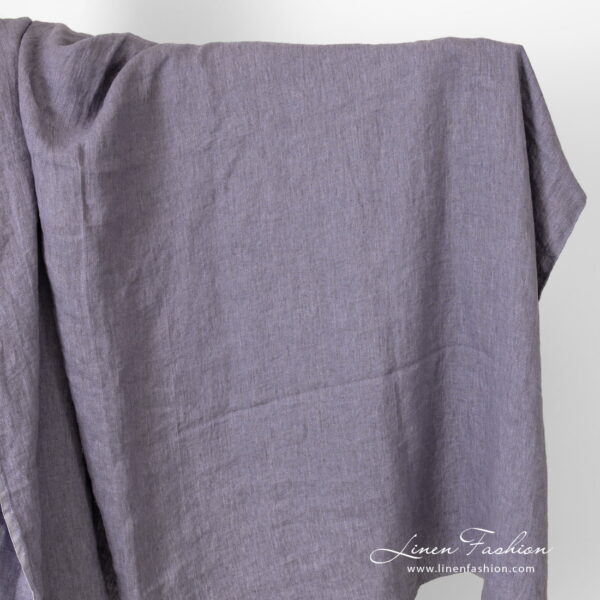 Violetti pellavasatiinikangas, pesty - Image 4