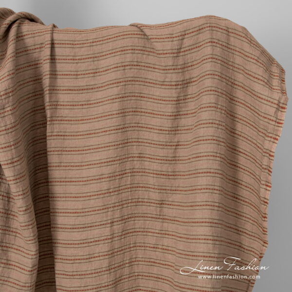 linen decorative striped fabric, washed.