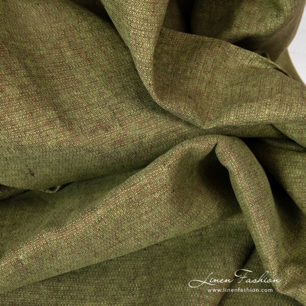 100% linen fabric in green brown colour.