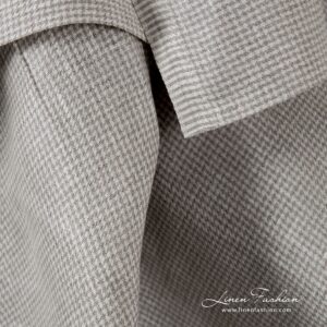 Luonnonvalkoinen ja luonnonvärinen pellavakangas kukonaskelkuviolla