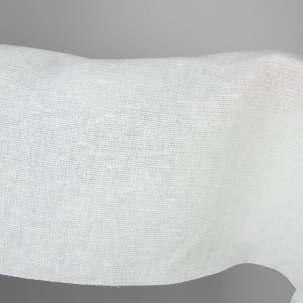 Off-white linen fabric in a small check pattern