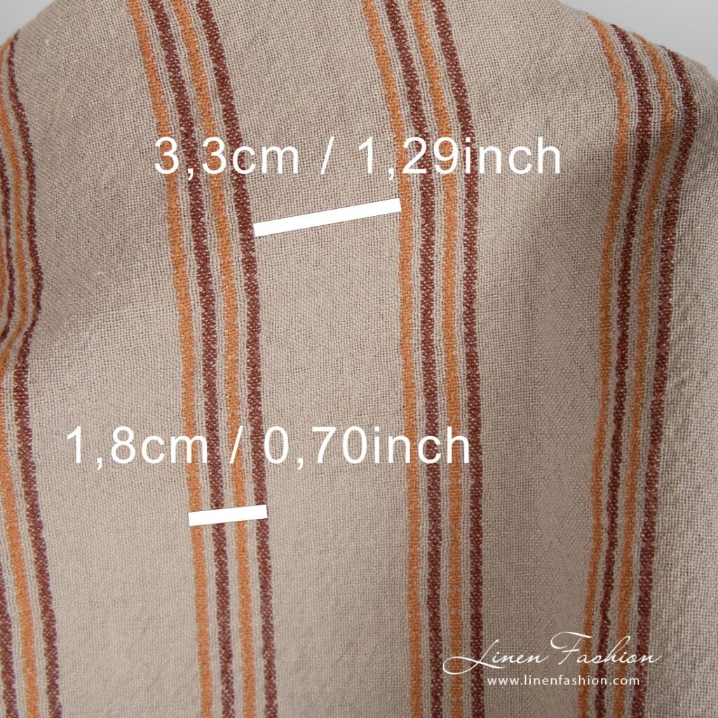 Pellava-puuvilla ruskea kangas pystyraidat pesty 4 Wide linen cotton rosy fabric stripe size