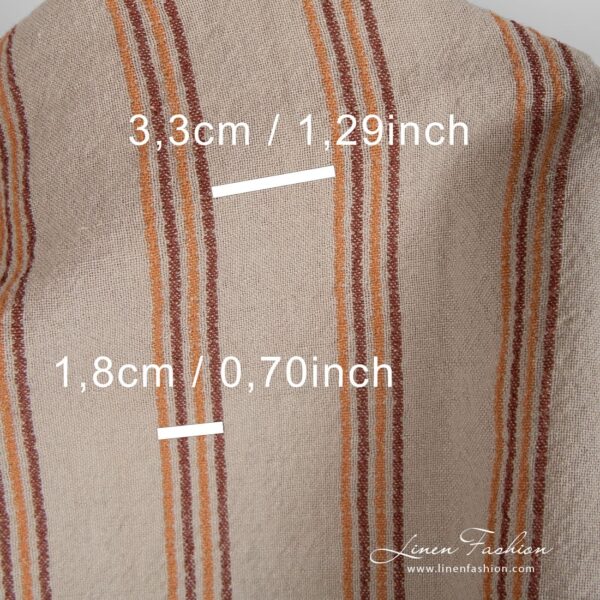 Wide linen cotton rosy fabric stripe size