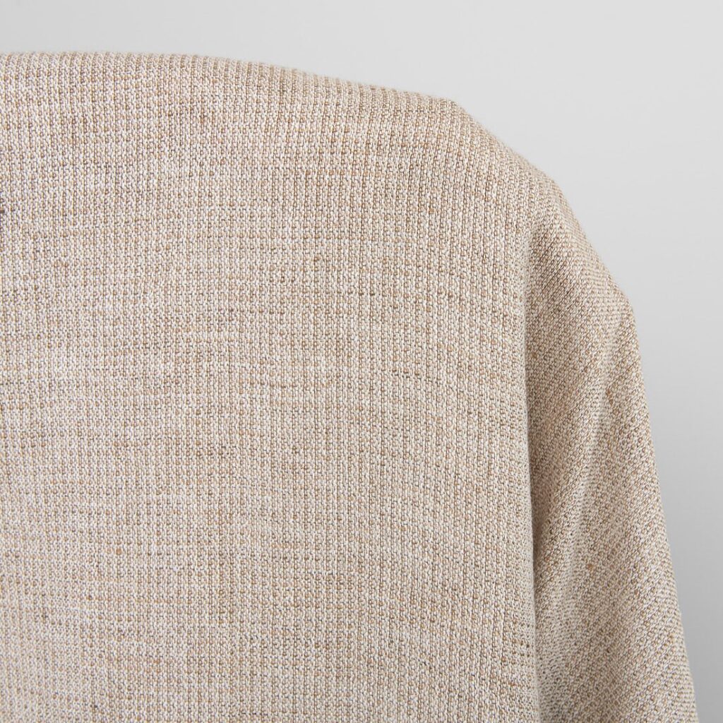 Leveä pesty pellavapuuvillakangas valkoinen ja ruskea 2 Wide washed linen cotton fabric white and brown, dobby