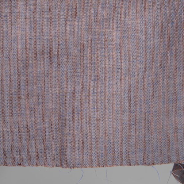 Linen fabric brown and blue stripes edge