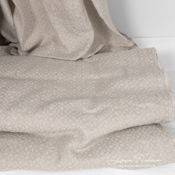 Linen wool natural color fabric dobby geometric