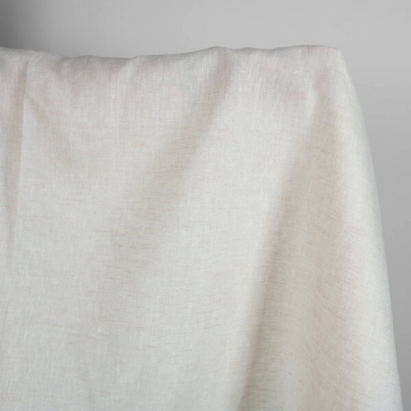 Pellavavillakangas valkoinen beige kalanruoto - Image 2