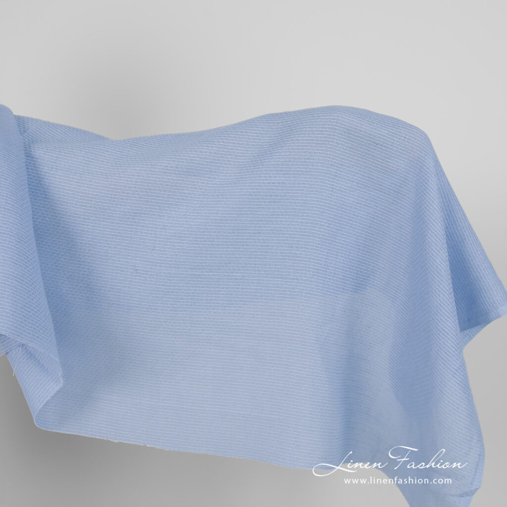 Linen cotton fabric light blue honeycomb