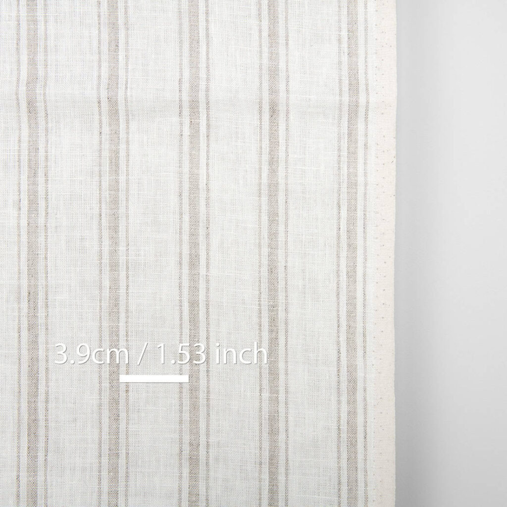 Kapearaitainen puhdas pellavakangas, luonnonvalkoinen 2 Narrow off-white linen fabric, with stripes
