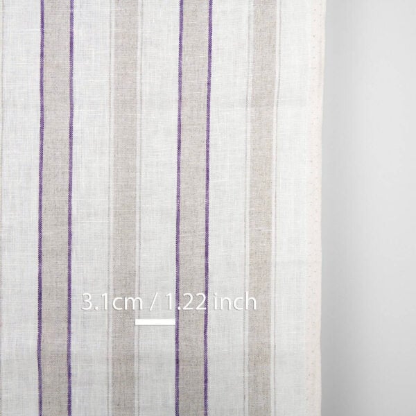 Narrow striped off-white linen fabric