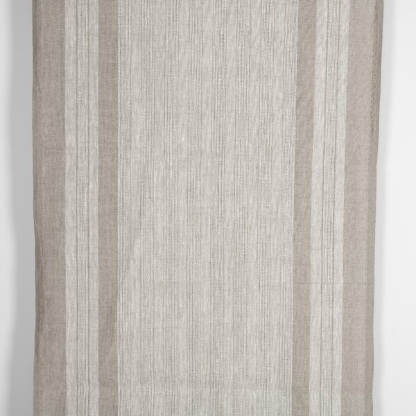 Narrow linen fabric natural beige with stripes