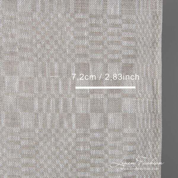 Towel linen fabric made from white and grey colour linen yarns