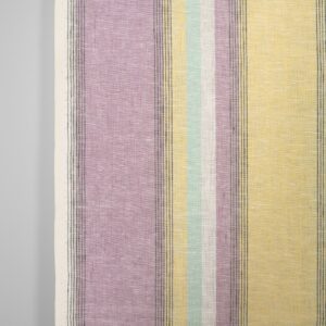 Kapea pellavakangas pastellinsävyisillä moniväriraidoilla