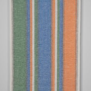 Kapea pellavakangas monivärisillä raidoilla