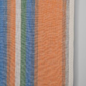 Kapea pellavakangas monivärisillä raidoilla