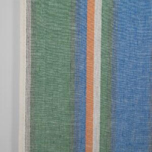 Kapea pellavakangas monivärisillä raidoilla