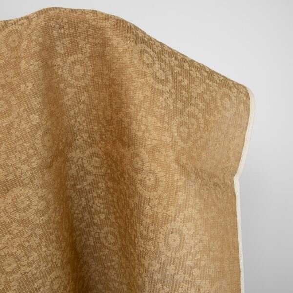linen jacquard golden fabric with flower motivs