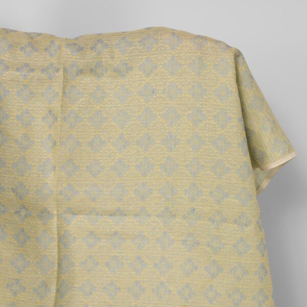 Pellavakangas, vaaleansininen ja keltainen kukkajacquard
