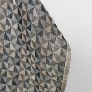 Pellavakangas, musta ja harmaa jacquard-kudottu kolmiokuvio