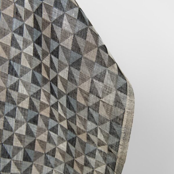 Pellavakangas, musta ja harmaa jacquard-kudottu kolmiokuvio - Image 3