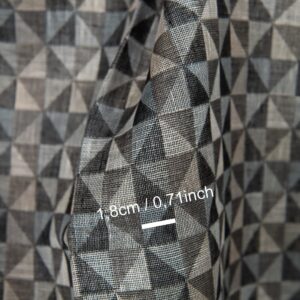 Pellavakangas, musta ja harmaa jacquard-kudottu kolmiokuvio