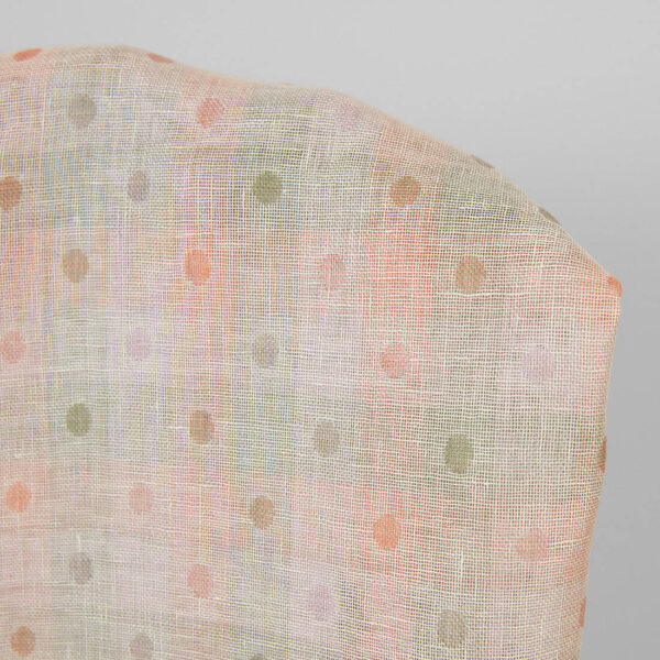 Pellavakangas vihreät ja oranssit ruudut jacquard - Image 3