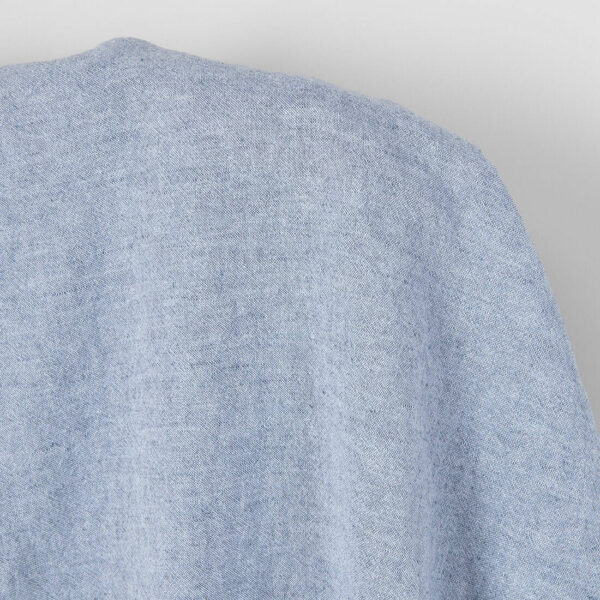 Wide washed linen cotton fabric white and blue mix