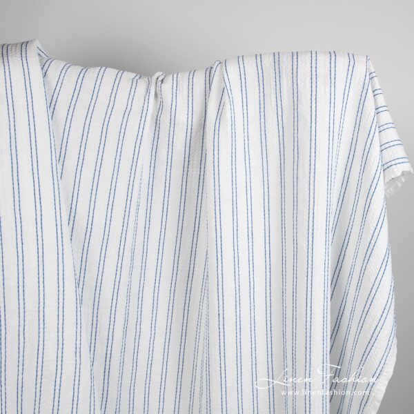 Cotton hemp fabric in blue stripes