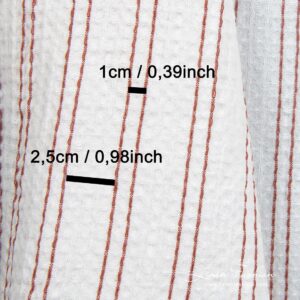 Puuvilla-hamppukangas ruskeilla raidoilla pesty