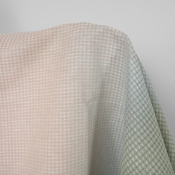 Cotton-hemp waffle fabric pink green gradient, 180cm