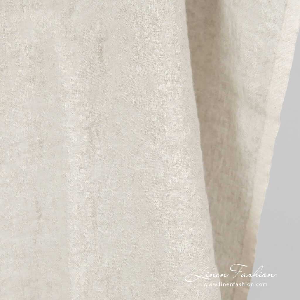 Pellavavilla Jacquard hiekanharmaa kangas pesty 4 Pellavavilla Jacquard hiekanharmaa kangas pesty - Image 4