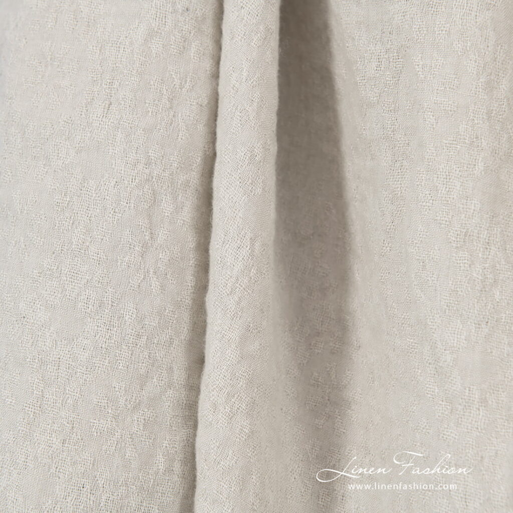 Pellavavilla Jacquard hiekanharmaa kangas pesty 3 Pellavavilla Jacquard hiekanharmaa kangas pesty - Image 3