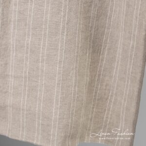 Luonnonvärinen raidallinen pesty pellavakangas 12 Natural color linen fabric in stripes, high quality, washed