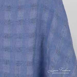 Sininen ruudullinen pesty pellavakangas