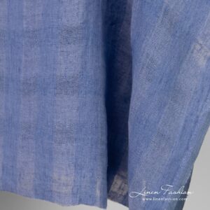 Sininen ruudullinen pesty pellavakangas