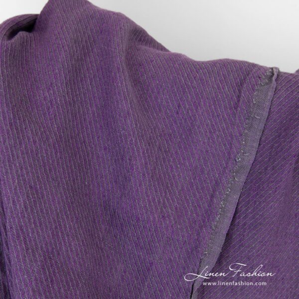 Linen fabric in violet and dark grey twills