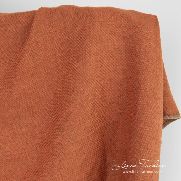 Linen fabric in orange and dark brown twills