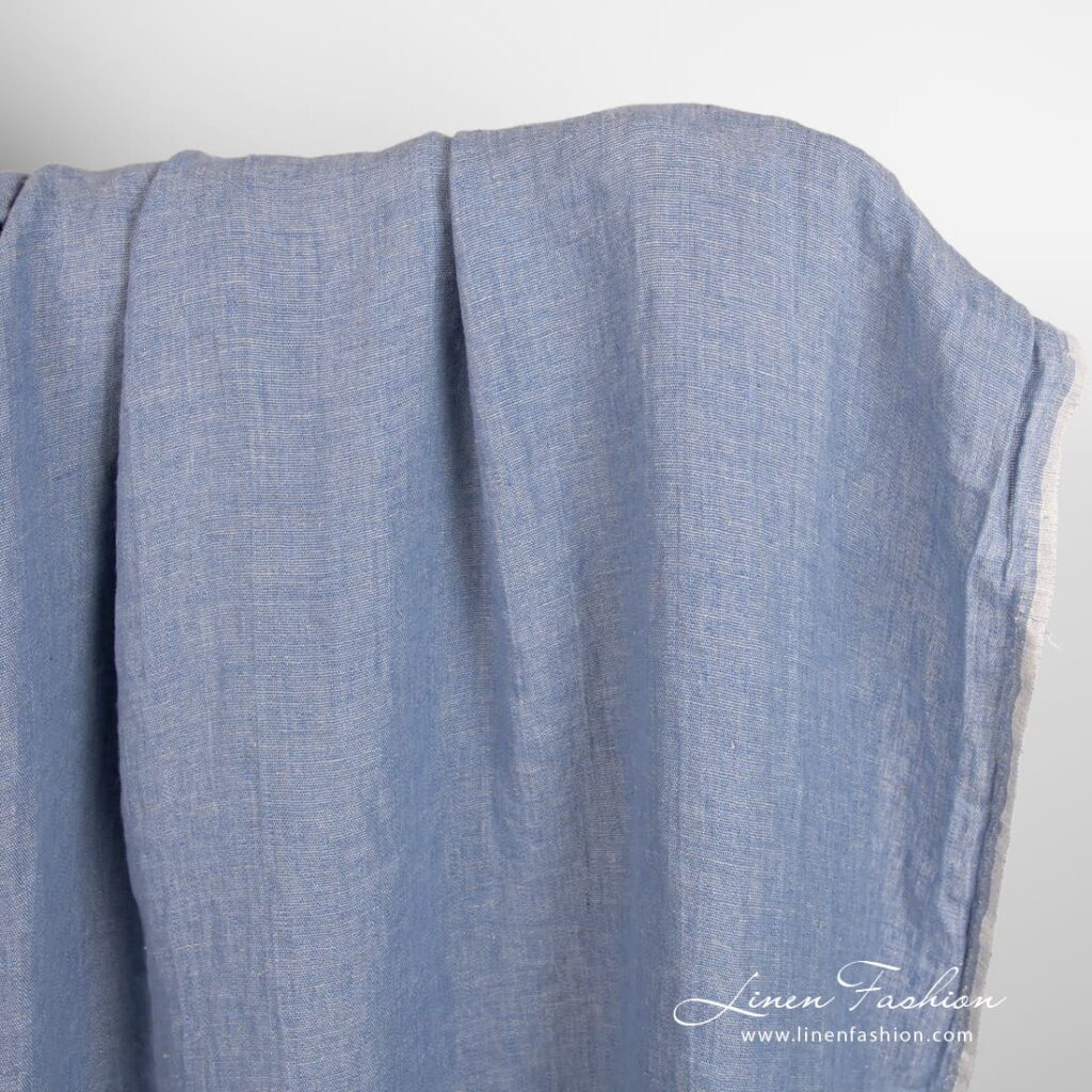 Harmaansininen pesty pellavakangas 2 Grey blue linen fabric, specially washed to increase softness