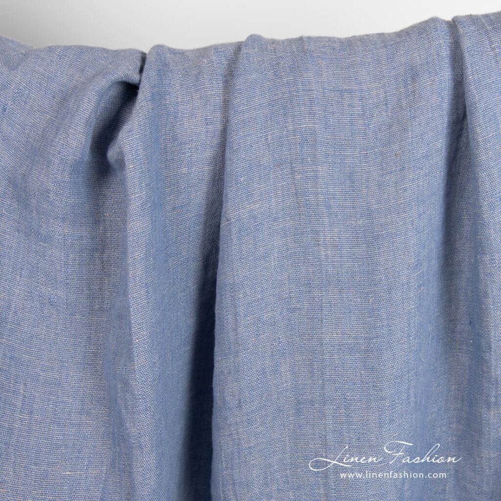 Harmaansininen pesty pellavakangas 3 Grey blue linen fabric, perfect for clothes and home textile