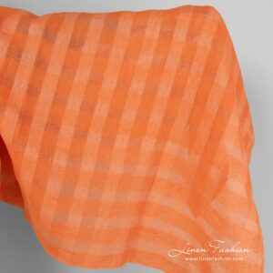 Pellavakangas, jossa on persikanoranssi läpikuultava ruutukuosi