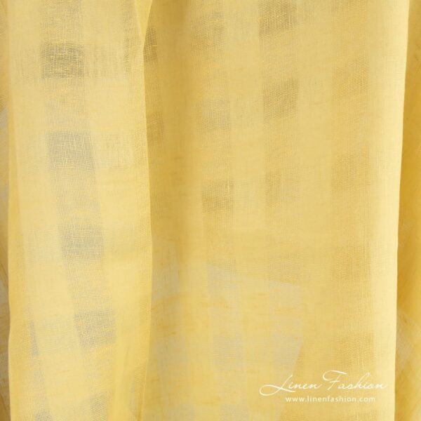 Yellow linen fabric in transparent checks